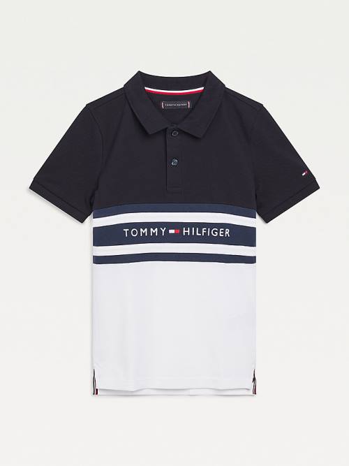 Blue Tommy Hilfiger Colour-Blocked Logo Polo Boys\' T Shirts | TH891JIU