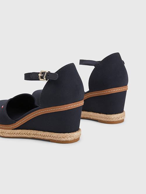 Blue Tommy Hilfiger Colour-Blocked Mid Heel Wedge Espadrille Women's Sandals | TH267APG