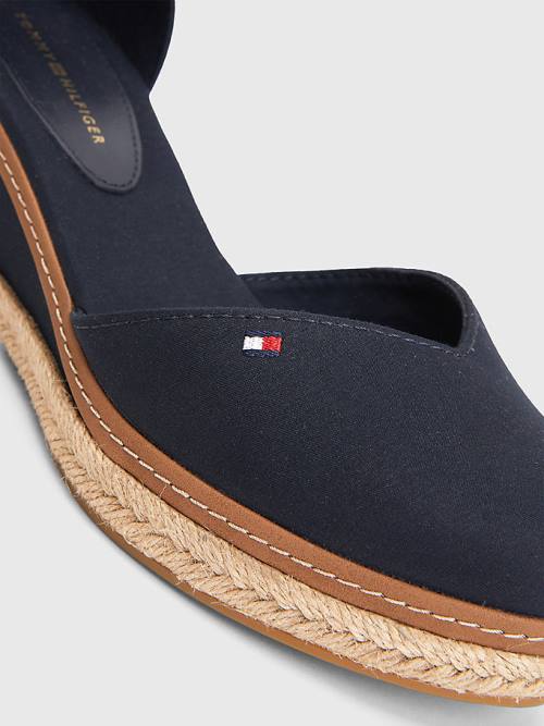 Blue Tommy Hilfiger Colour-Blocked Mid Heel Wedge Espadrille Women's Sandals | TH267APG