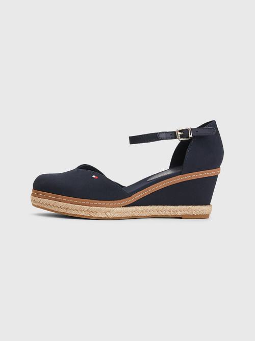 Blue Tommy Hilfiger Colour-Blocked Mid Heel Wedge Espadrille Women's Sandals | TH267APG