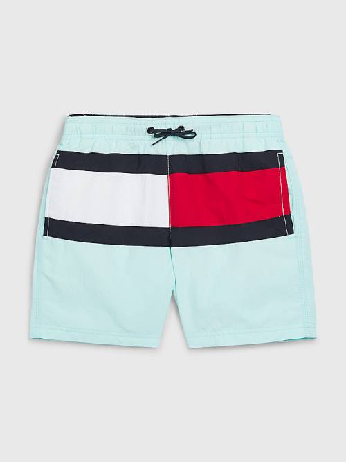 Blue Tommy Hilfiger Colour-Blocked Mid Length Shorts Boys\' Swimwear | TH270THC