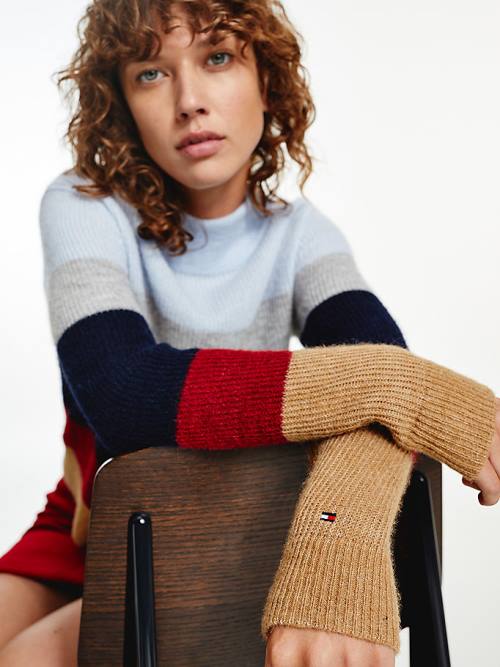 Blue Tommy Hilfiger Colour-Blocked Mock Turtleneck Jumper Women's Sweaters | TH487EOW