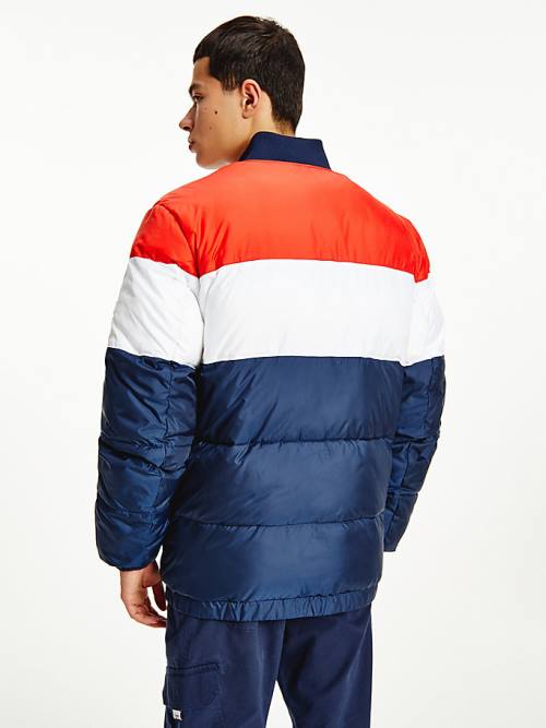 Blue Tommy Hilfiger Colour-Blocked Padded Bomber Men's Jackets | TH197BQG