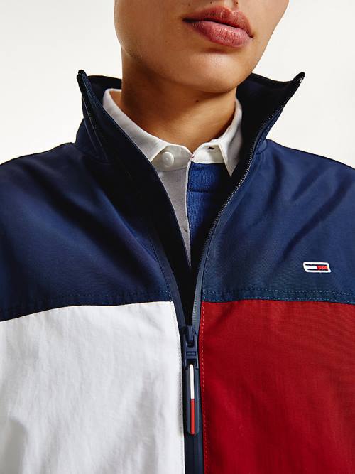 Blue Tommy Hilfiger Colour-Blocked Zip-Thru Men's Jackets | TH089NHX