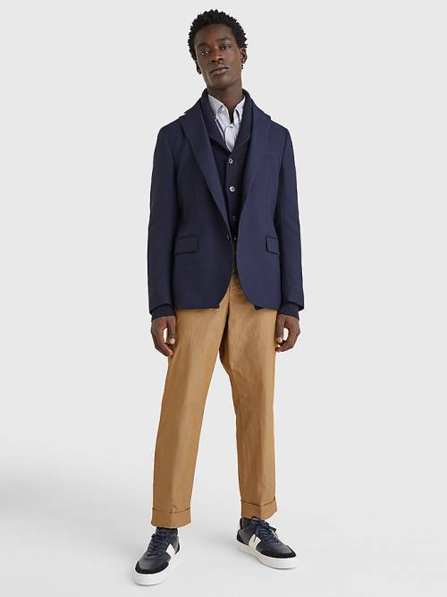 Blue Tommy Hilfiger Constructed Wool Men's Blazers | TH064KQM