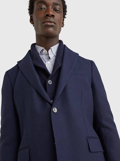 Blue Tommy Hilfiger Constructed Wool Men's Blazers | TH064KQM