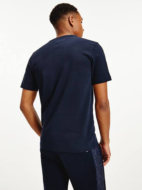 Blue Tommy Hilfiger Contrast Pocket Relaxed Fit Men's T Shirts | TH746ZUB