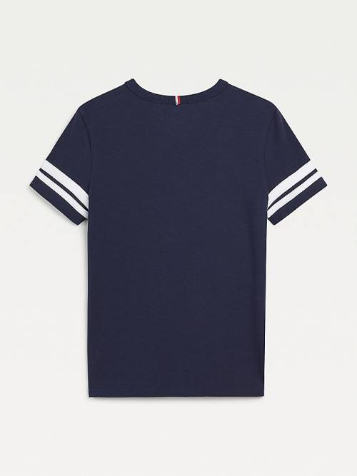 Blue Tommy Hilfiger Contrast Sleeve Boys' T Shirts | TH938BTV