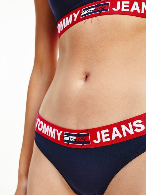 Blue Tommy Hilfiger Contrast Waistband Briefs Women's Underwear | TH175KUH