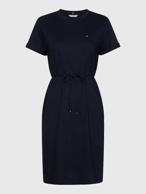 Blue Tommy Hilfiger Cotton Drawstring Women's Dress | TH536RGA