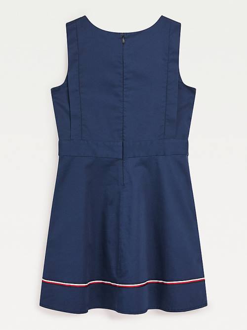 Blue Tommy Hilfiger Cotton Fit & Flare Sleeveless Girls' Dress | TH341DMA