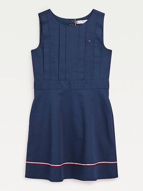 Blue Tommy Hilfiger Cotton Fit & Flare Sleeveless Girls\' Dress | TH341DMA