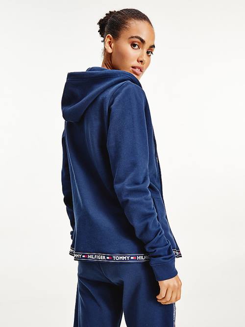 Blue Tommy Hilfiger Cotton Terry Lounge Women's Hoodie | TH861QYM