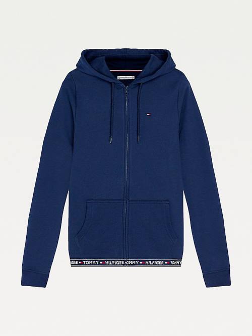 Blue Tommy Hilfiger Cotton Terry Lounge Women's Hoodie | TH861QYM