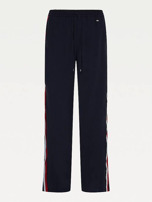 Blue Tommy Hilfiger Crepe Relaxed Fit Pull-On Women's Pants | TH714NQZ