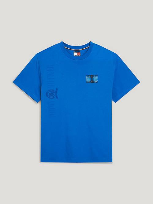 Blue Tommy Hilfiger Crest Mono Material Men's T Shirts | TH042CGA