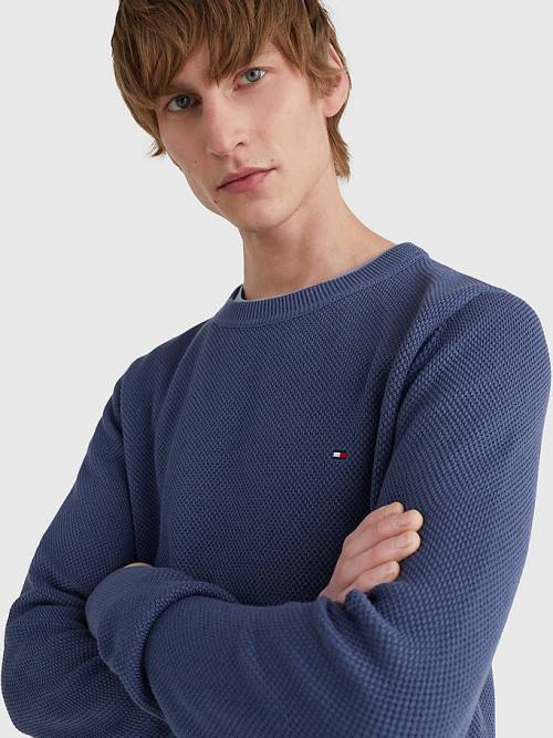 Blue Tommy Hilfiger Crew Neck Jumper Men's Sweaters | TH134YDU