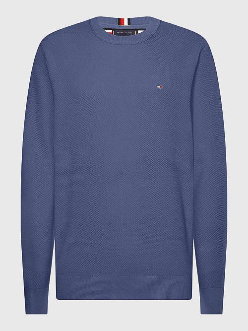 Blue Tommy Hilfiger Crew Neck Jumper Men's Sweaters | TH134YDU