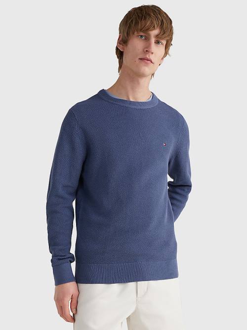 Blue Tommy Hilfiger Crew Neck Jumper Men\'s Sweaters | TH134YDU