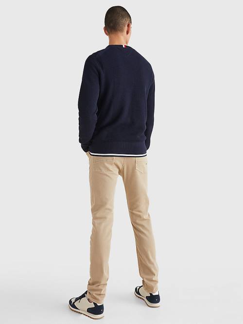 Blue Tommy Hilfiger Crew Neck Jumper Men's Sweaters | TH351VNG