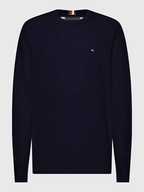 Blue Tommy Hilfiger Crew Neck Jumper Men's Sweaters | TH351VNG