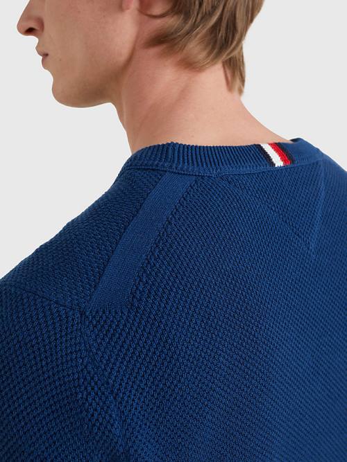 Blue Tommy Hilfiger Crew Neck Jumper Men's Sweaters | TH670CJK