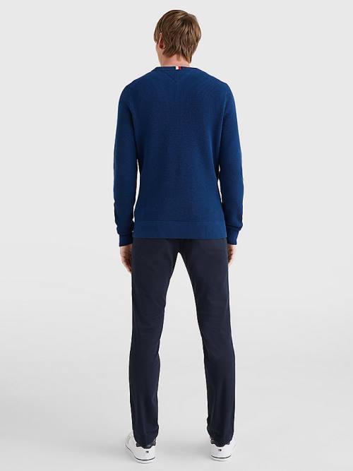 Blue Tommy Hilfiger Crew Neck Jumper Men's Sweaters | TH670CJK