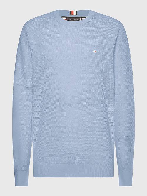 Blue Tommy Hilfiger Crew Neck Jumper Men's Sweaters | TH683WKA