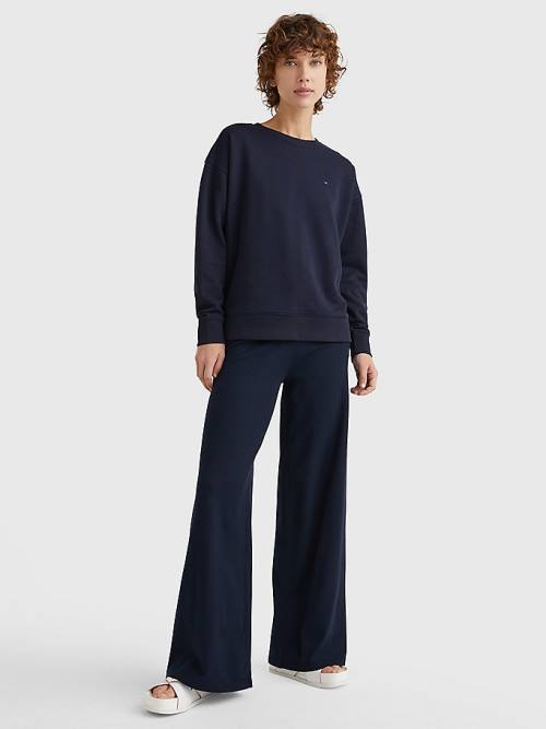 Blue Tommy Hilfiger Crew Neck Relaxed Fit Women's Sweatshirts | TH367MRZ