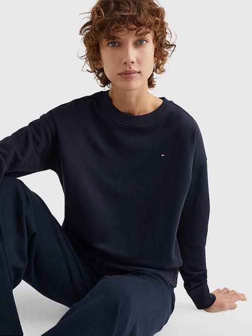 Blue Tommy Hilfiger Crew Neck Relaxed Fit Women's Sweatshirts | TH367MRZ