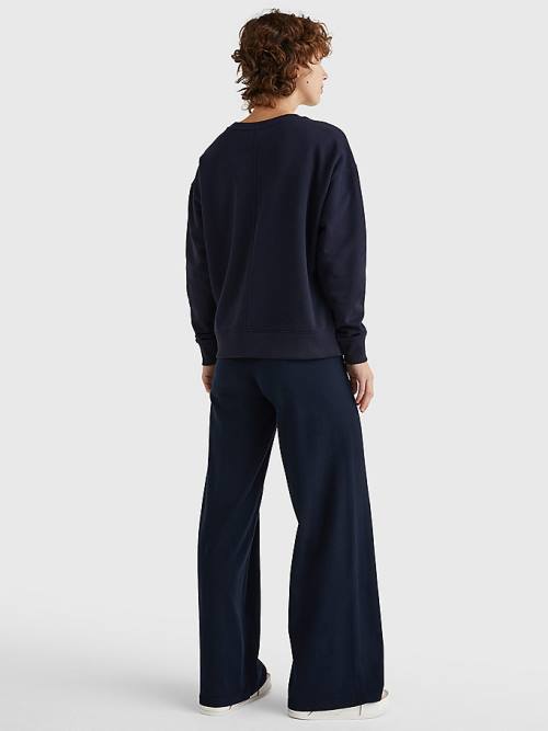 Blue Tommy Hilfiger Crew Neck Relaxed Fit Women's Sweatshirts | TH367MRZ