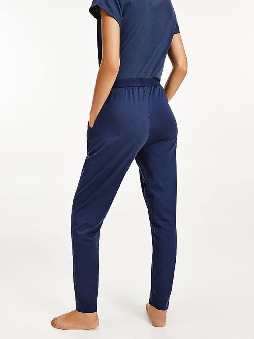 Blue Tommy Hilfiger Cuffed Cotton Joggers Women's Pyjamas | TH026WNJ