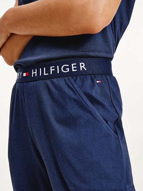 Blue Tommy Hilfiger Cuffed Cotton Joggers Women's Pyjamas | TH026WNJ