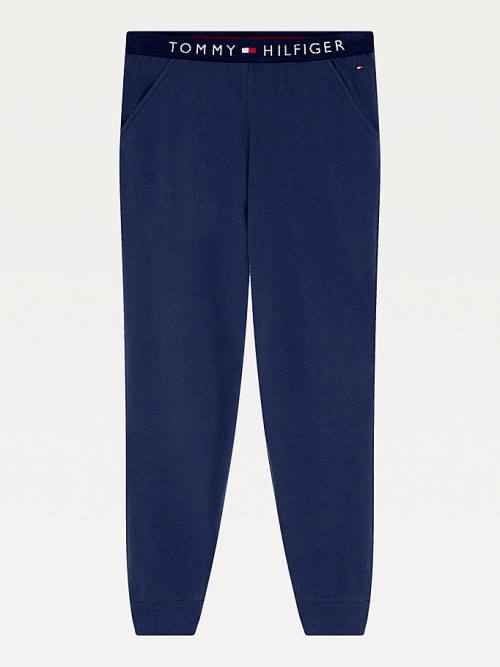 Blue Tommy Hilfiger Cuffed Cotton Joggers Women's Pyjamas | TH026WNJ