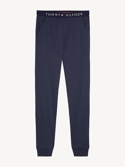 Blue Tommy Hilfiger Cuffed Cotton Joggers Women's Pyjamas | TH026WNJ