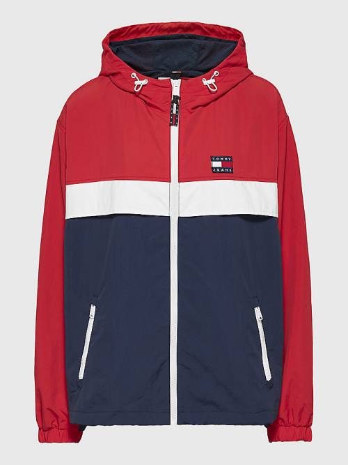 Blue Tommy Hilfiger Curve Chicago Colour-Blocked Windbreaker Women\'s Jackets | TH905TSB