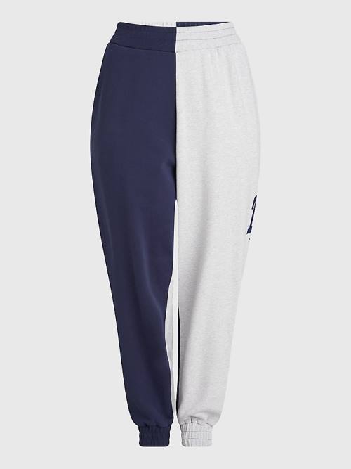 Blue Tommy Hilfiger Curve Colour-Blocked Relaxed Joggers Women\'s Pants | TH591GIO