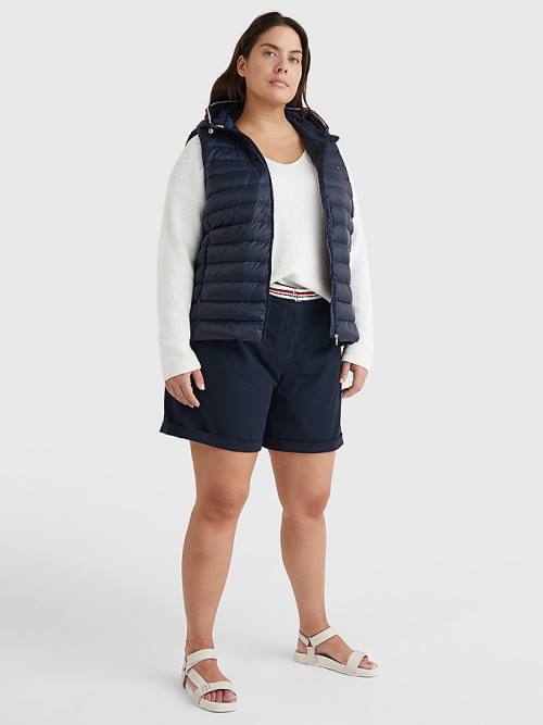 Blue Tommy Hilfiger Curve Down-Filled Quilted Vest Women's Coats | TH195DKX