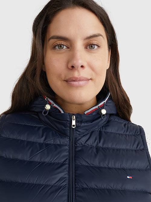 Blue Tommy Hilfiger Curve Down-Filled Quilted Vest Women's Coats | TH195DKX