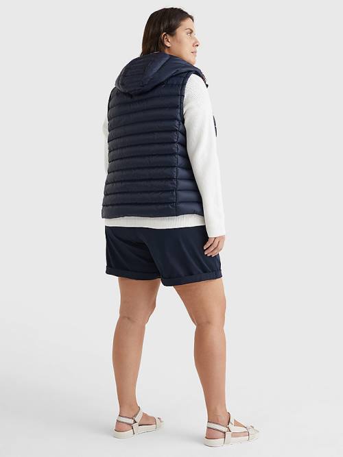 Blue Tommy Hilfiger Curve Down-Filled Quilted Vest Women's Coats | TH195DKX