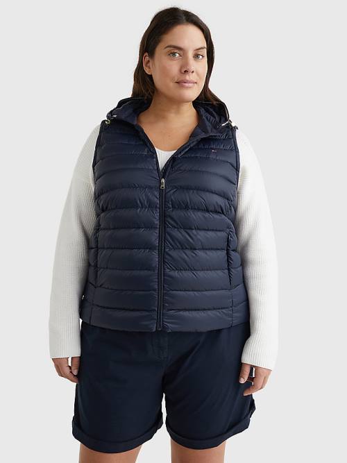 Blue Tommy Hilfiger Curve Down-Filled Quilted Vest Women\'s Coats | TH195DKX