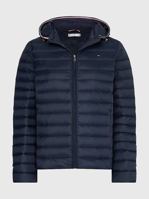 Blue Tommy Hilfiger Curve Essential Removable Hood Down Women\'s Jackets | TH510QSN