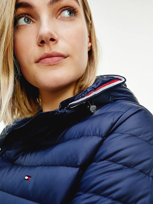 Blue Tommy Hilfiger Curve Essential Removable Hood Down Women's Jackets | TH583SOK