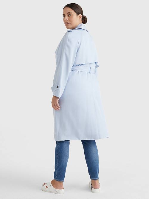 Blue Tommy Hilfiger Curve Lyocell Trench Women's Coats | TH752DWX