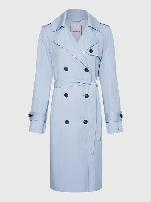 Blue Tommy Hilfiger Curve Lyocell Trench Women's Coats | TH752DWX