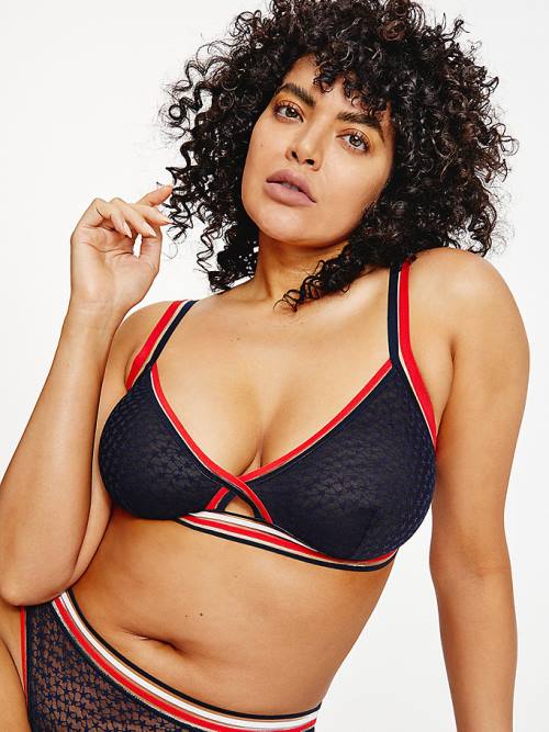 Blue Tommy Hilfiger Curve Mesh Triangle Bralette Women\'s Underwear | TH250FQU