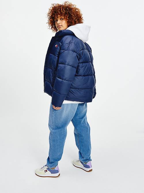 Blue Tommy Hilfiger Curve Recycled Nylon Puffer Women's Jackets | TH186VKB