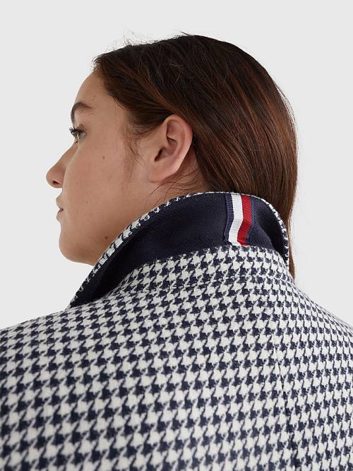 Blue Tommy Hilfiger Curve Recycled Wool Blend Houndstooth Women's Coats | TH256QUI