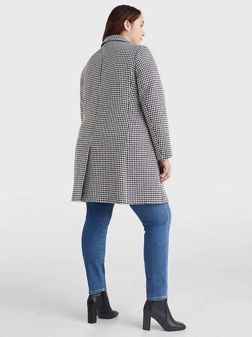 Blue Tommy Hilfiger Curve Recycled Wool Blend Houndstooth Women's Coats | TH256QUI