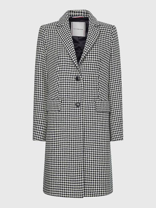 Blue Tommy Hilfiger Curve Recycled Wool Blend Houndstooth Women's Coats | TH256QUI